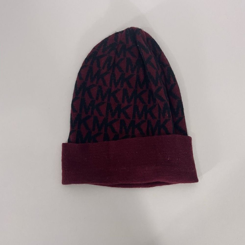 Michael Kors Maroon Logo Monogram Winter‎ Cuffed Hat